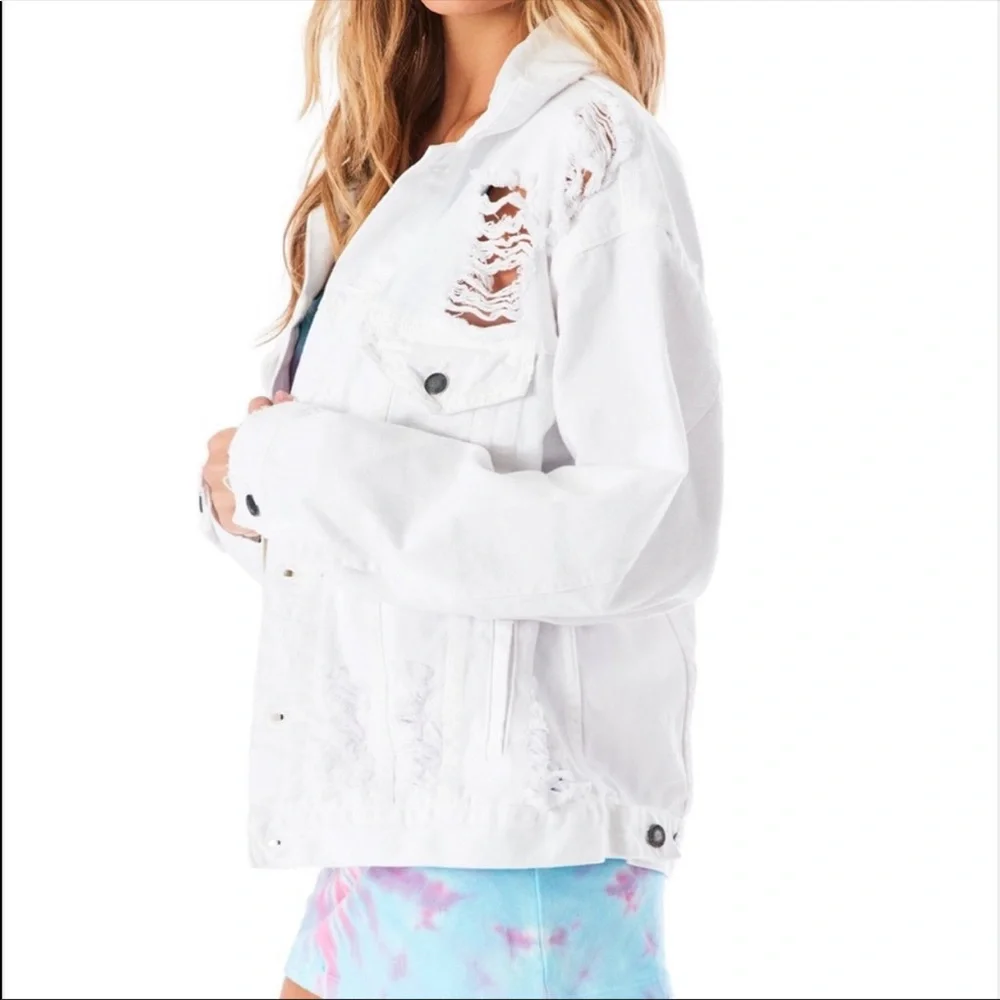 Carmar denim Audrey distressed white jean jacket